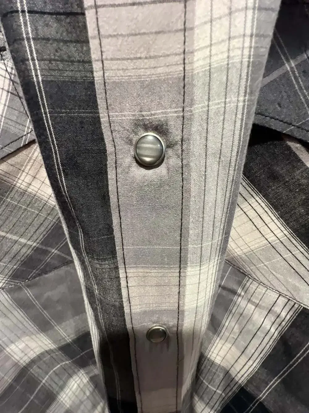 Levi's Men's Modern Western Long Sleeve Gray Plaid Pearl Snap Shirt